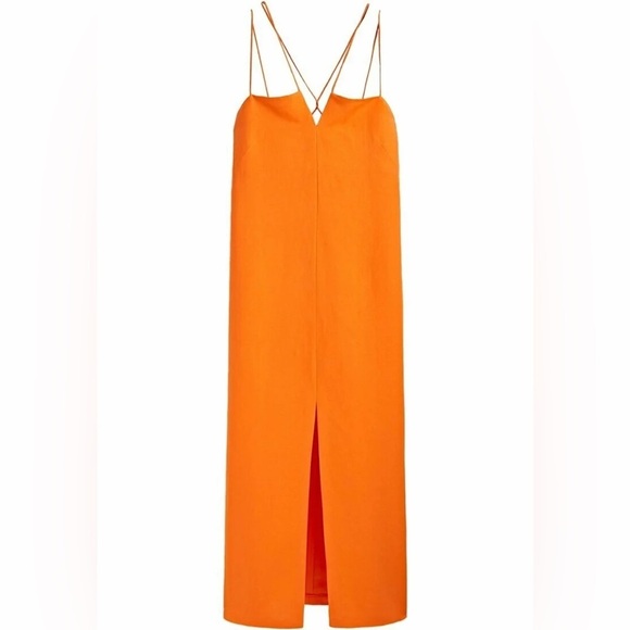 Massimo Dutti Bright Orange Strappy Linen Dress, NWT - Picture 6 of 15